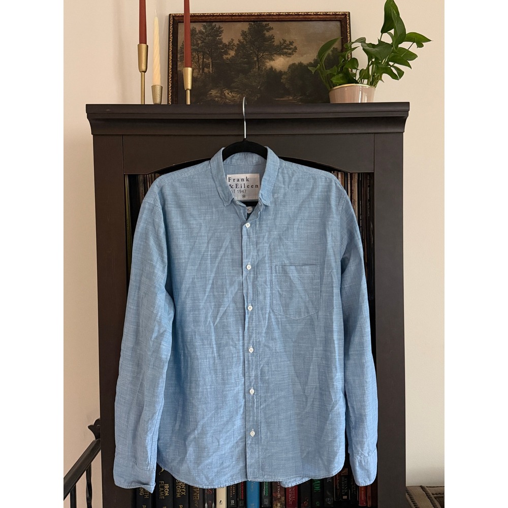Frank & Eileen Luke Shirt Medium Blue Cotton Button Down Long Sleeve Top